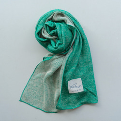 リネンニット　リバーシブルストール　グリーン×サーブル 1枚目の画像