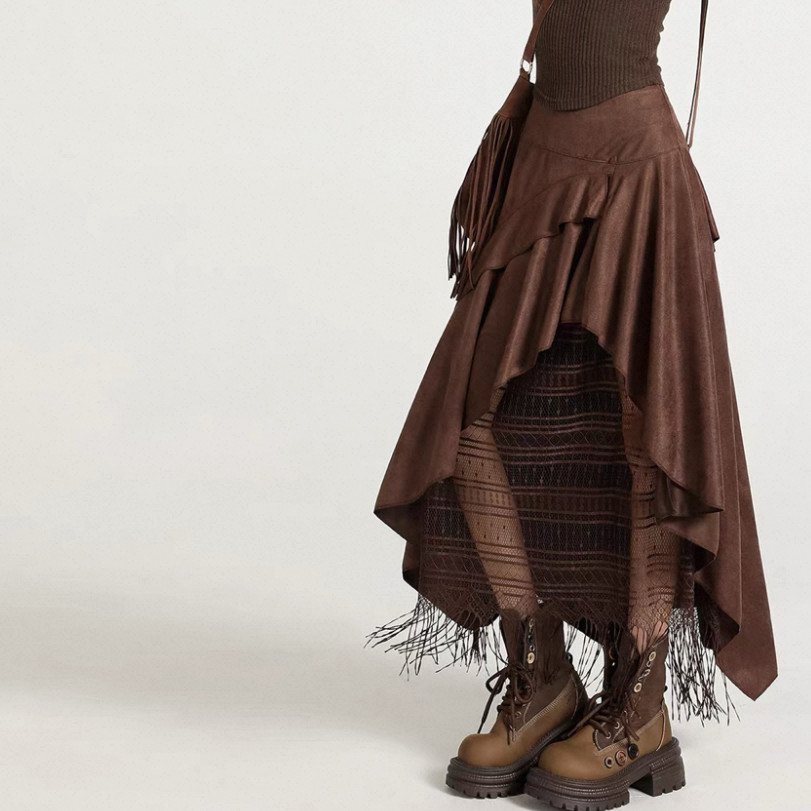 2色、個性的スカート、レーススカート、 ロングスカート、秋冬スカート、厚手、防寒対策、受注制作