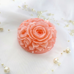 ピンクオパール 天然石 薔薇 手作り彫刻天然ピンクオパール彫刻：花の宝石ペア＆シングル（42x31 ① 彫刻 カービング バラ 置物