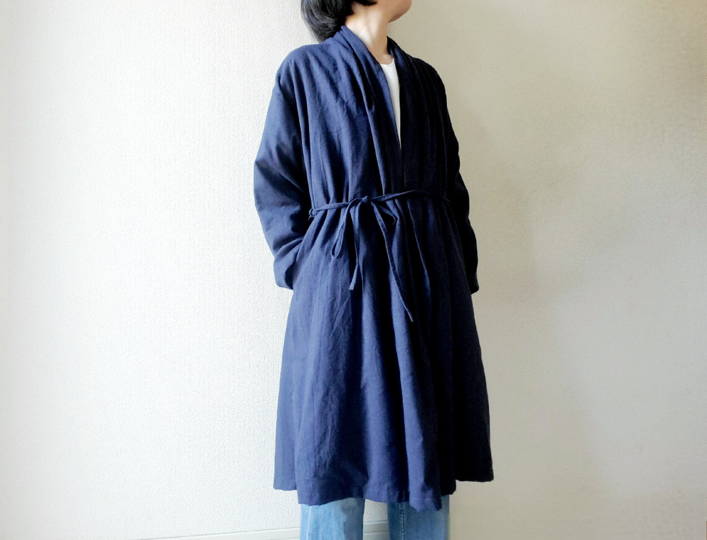 【新作数量限定】ゆるっと♡羽織るだけでさまになるあたたかい軽い羽織り　先染めコットン100%播州織フランネル♡選べる二色