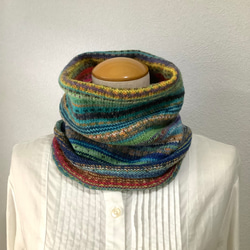 オパール毛糸とソックヤーンの腹巻き帽子　スヌード　ネックウォーマー　手編み　#12 4枚目の画像