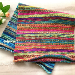 オパール毛糸とソックヤーンの腹巻き帽子　スヌード　ネックウォーマー　手編み　#12 1枚目の画像