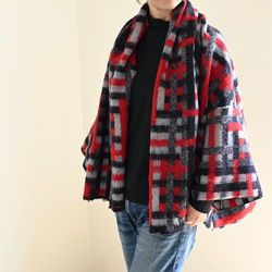 ふんわり♪ぬくぬく♪なショールタイプカーディガン　：レッド系 3枚目の画像