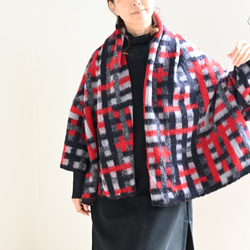 ふんわり♪ぬくぬく♪なショールタイプカーディガン　：レッド系 7枚目の画像