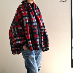 ふんわり♪ぬくぬく♪なショールタイプカーディガン　：レッド系 5枚目の画像