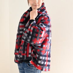 ふんわり♪ぬくぬく♪なショールタイプカーディガン　：レッド系 2枚目の画像