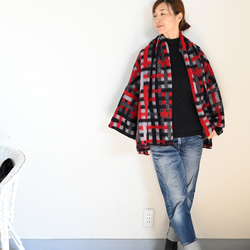 ふんわり♪ぬくぬく♪なショールタイプカーディガン　：レッド系 6枚目の画像