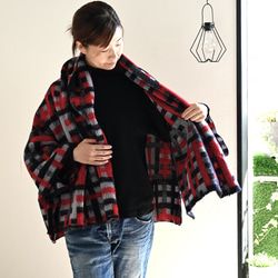 ふんわり♪ぬくぬく♪なショールタイプカーディガン　：レッド系 4枚目の画像