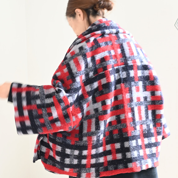 ふんわり♪ぬくぬく♪なショールタイプカーディガン　：レッド系 8枚目の画像