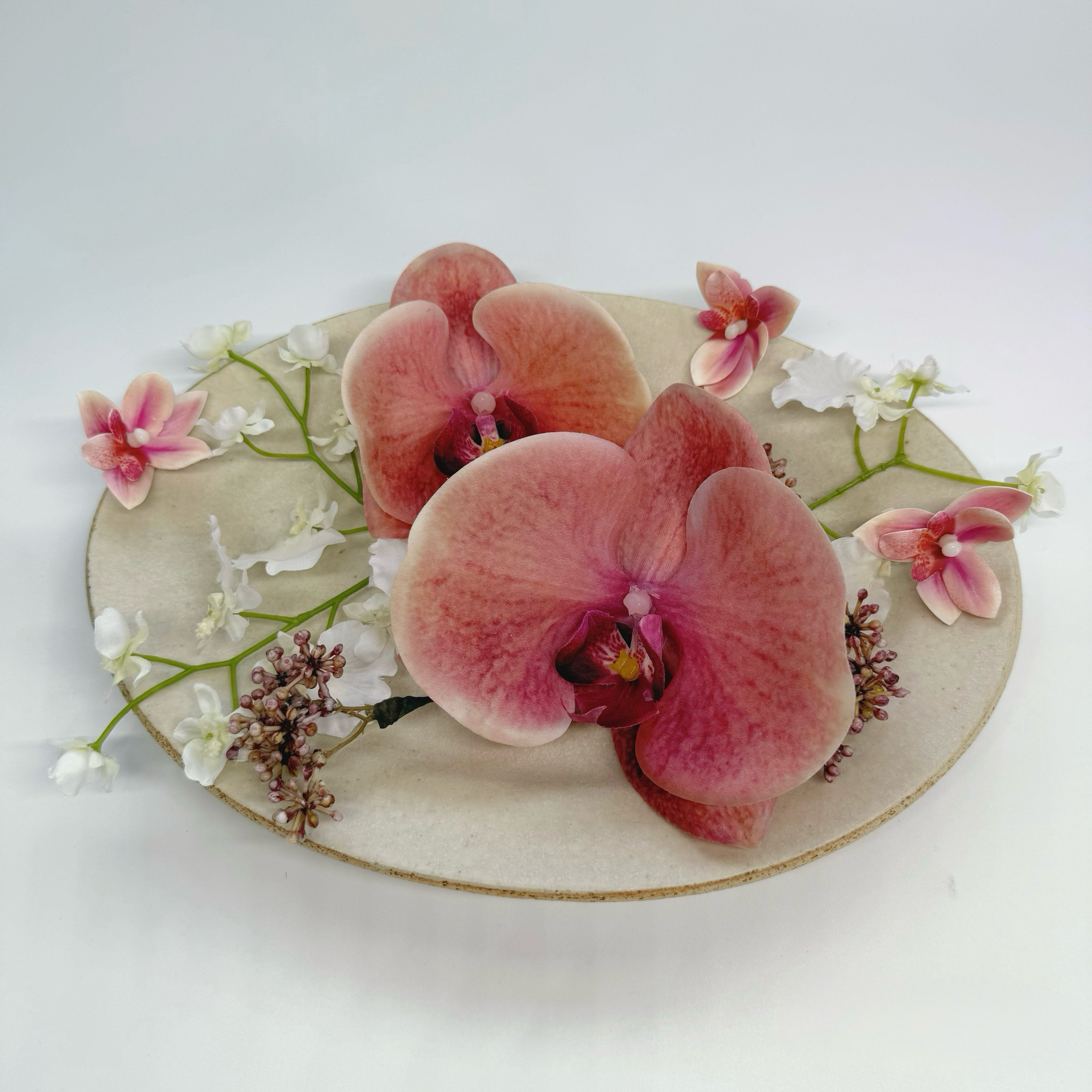 胡蝶蘭♡ピーチバーガンディ髪飾りヘッドパーツ　白無垢　色打掛　振袖　成人式　アーティフィシャルフラワー　造花　結婚式②