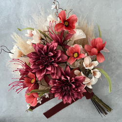 ヘッドピース付き和装ブーケ　ブライダルブーケ　アーティフィシャル ブーケ ウェディングブーケ アーティフィシャルフラワーブーケ 和装用