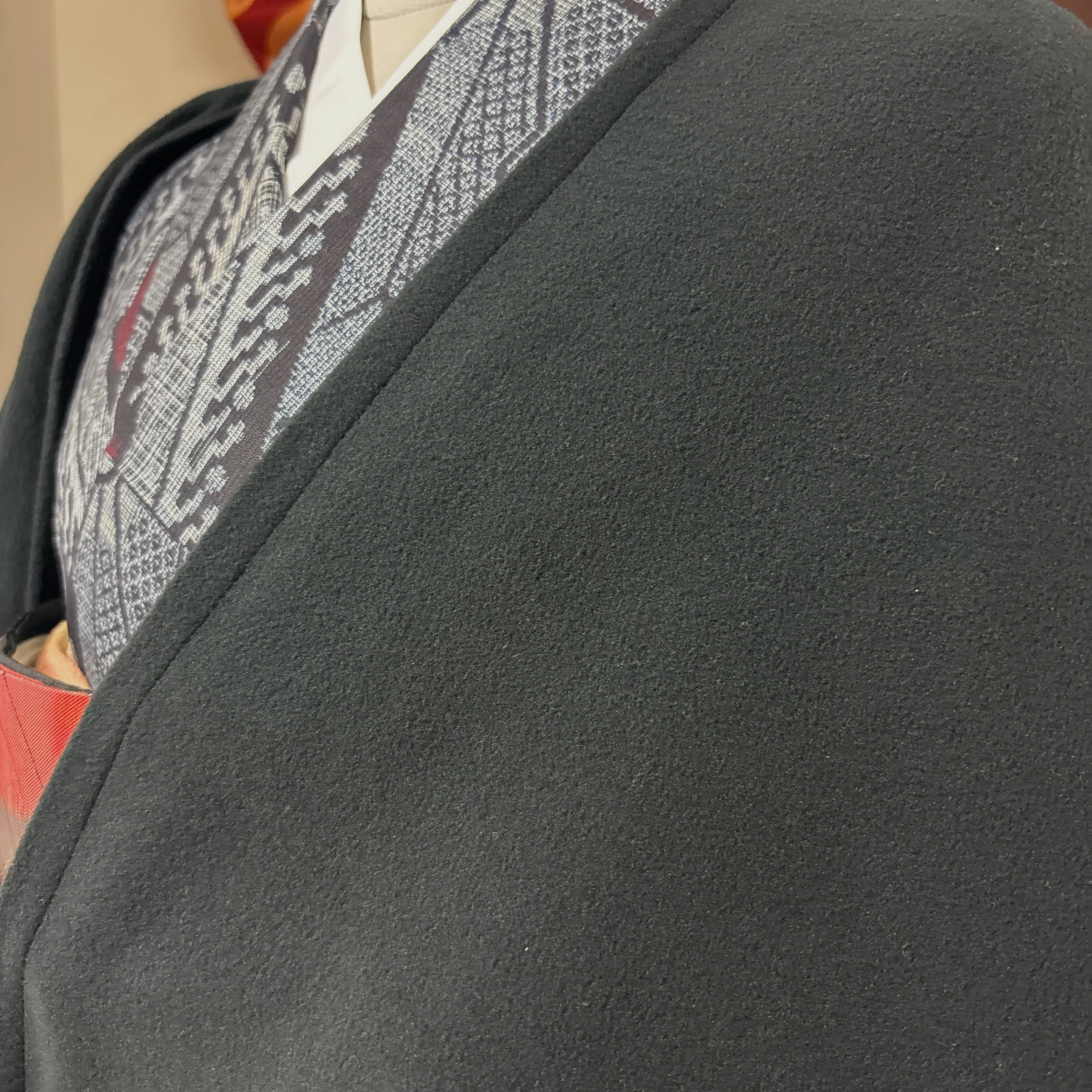 c5749 モモンガコート　黒　フリース　塵除け　羽織　長羽織　防寒　着物　コート