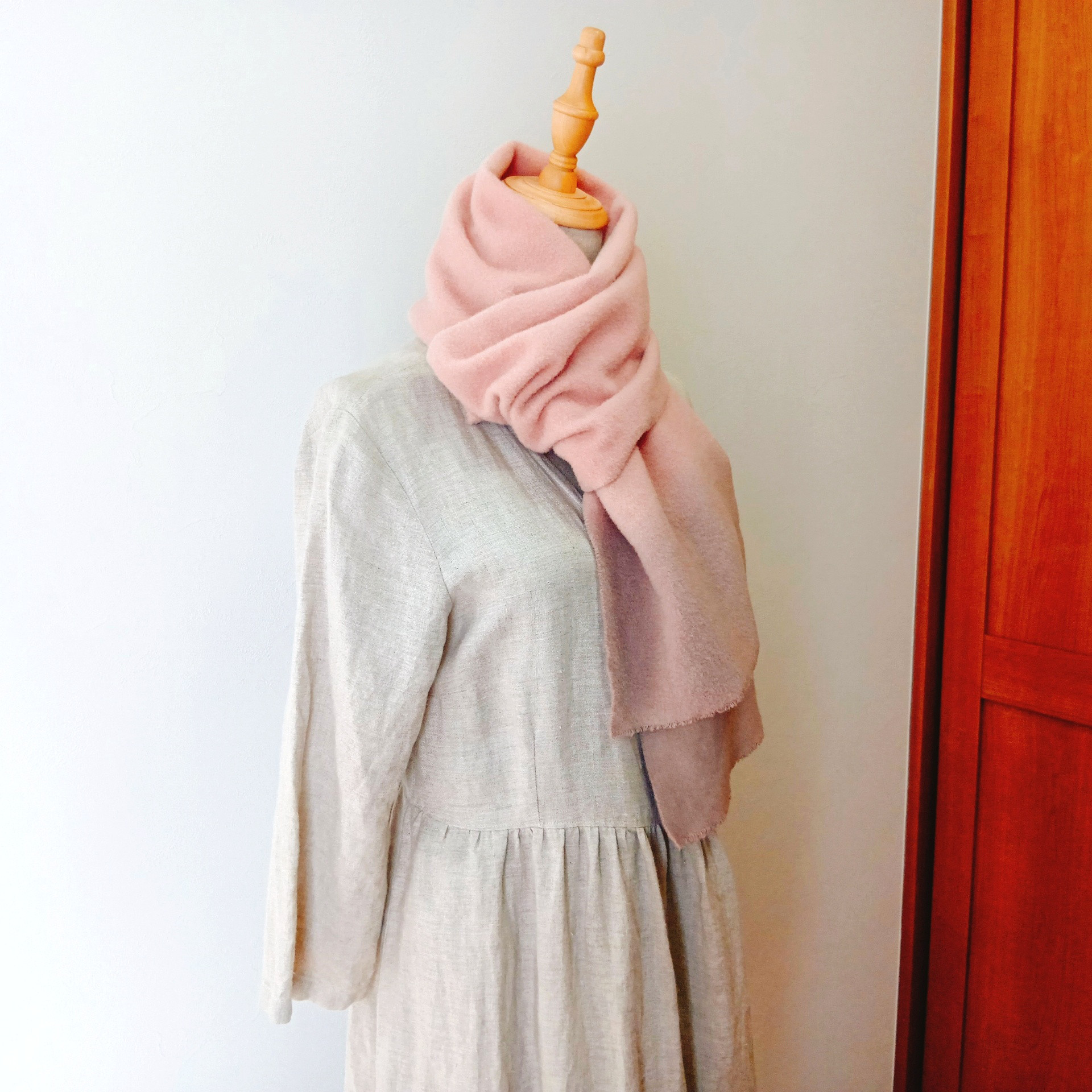 一点物　桜染めウールマフラー