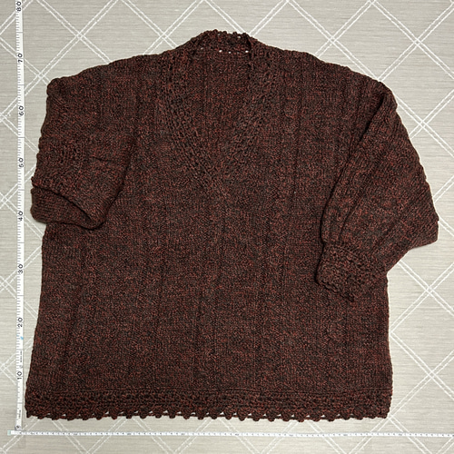 1点もの】ブラウン系ケーブル編み長袖セーター ニット・セーター