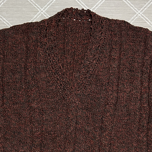 1点もの】ブラウン系ケーブル編み長袖セーター ニット・セーター