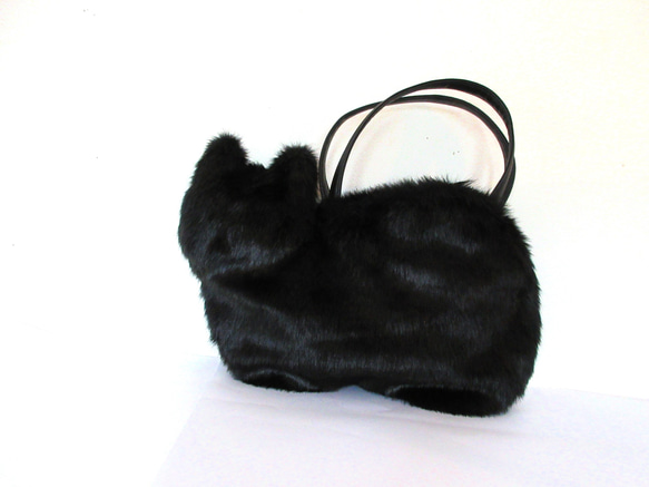 R様オーダー専用ページ＊黒猫のふわふわネコバッグ  エコファー 2枚目の画像