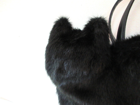 R様オーダー専用ページ＊黒猫のふわふわネコバッグ  エコファー 3枚目の画像