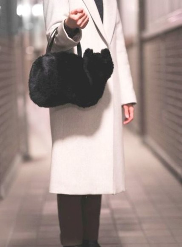 R様オーダー専用ページ＊黒猫のふわふわネコバッグ  エコファー 11枚目の画像