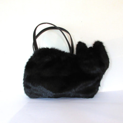 R様オーダー専用ページ＊黒猫のふわふわネコバッグ  エコファー 6枚目の画像