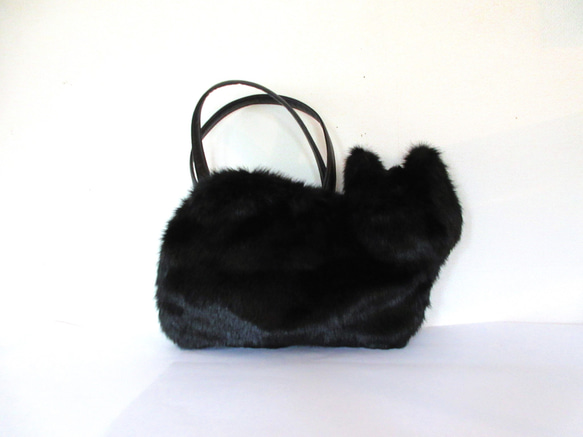 R様オーダー専用ページ＊黒猫のふわふわネコバッグ  エコファー 6枚目の画像