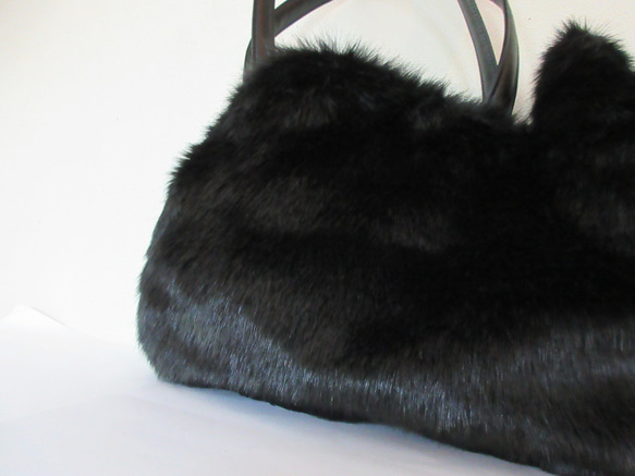 R様オーダー専用ページ＊黒猫のふわふわネコバッグ  エコファー 8枚目の画像