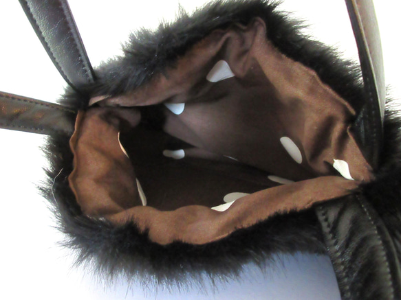 R様オーダー専用ページ＊黒猫のふわふわネコバッグ  エコファー 9枚目の画像