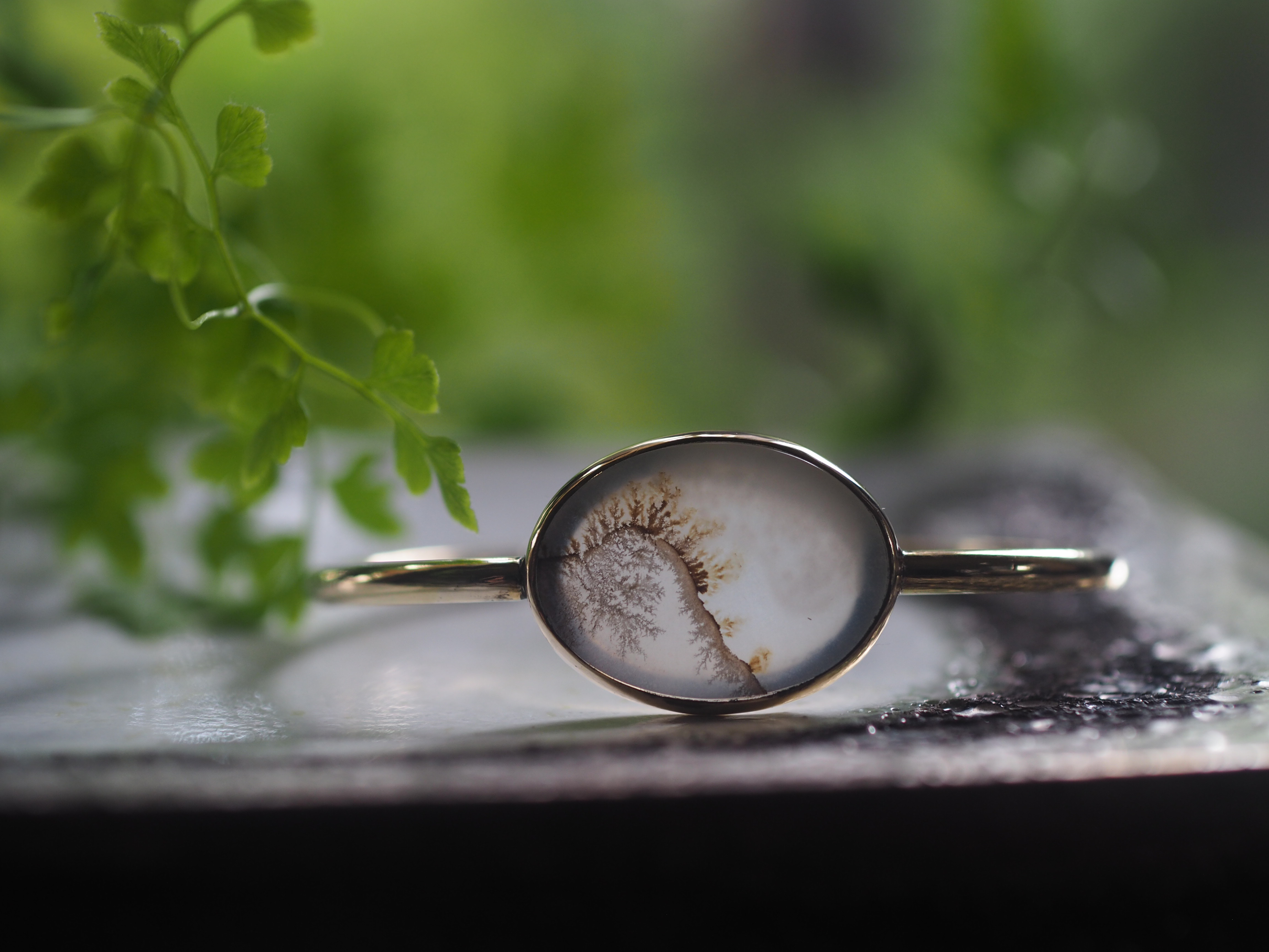 dendritic agate brass bangle (fuuryuu)