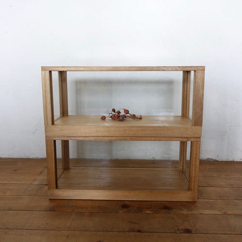 木製ガラスキャビネット ショーケース（ブラウン着色） 受注生産品