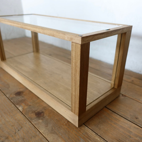 木製ガラスキャビネット ショーケース（ブラウン着色） 受注生産品