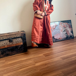 クロシェレースとプリーツのクラシカルワンピース　レンガ 5枚目の画像