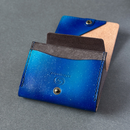 たくさん入る 二つ折りミニ財布【星空】お札を折らない コンパクト財布