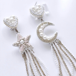 星　月　ハートのブライダルイヤリング　星イヤリング　月イヤリング 4枚目の画像