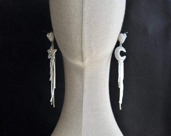 星　月　ハートのブライダルイヤリング　星イヤリング　月イヤリング 16枚目の画像