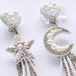 星　月　ハートのブライダルイヤリング　星イヤリング　月イヤリング 3枚目の画像