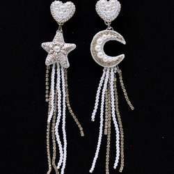 星　月　ハートのブライダルイヤリング　星イヤリング　月イヤリング 10枚目の画像