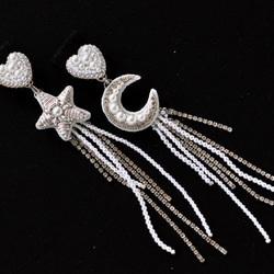 星　月　ハートのブライダルイヤリング　星イヤリング　月イヤリング 11枚目の画像