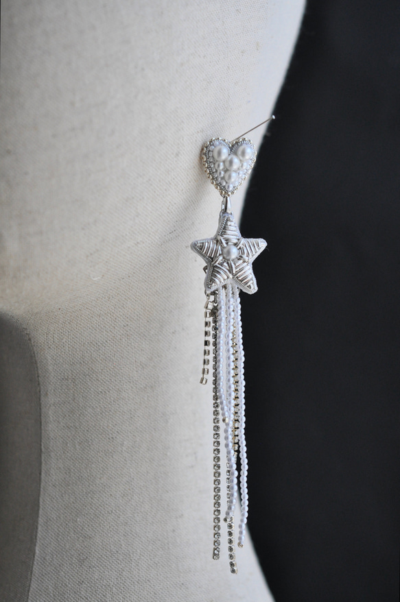 星　月　ハートのブライダルイヤリング　星イヤリング　月イヤリング 14枚目の画像