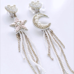 星　月　ハートのブライダルイヤリング　星イヤリング　月イヤリング 1枚目の画像