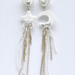 星　月　ハートのブライダルイヤリング　星イヤリング　月イヤリング 6枚目の画像