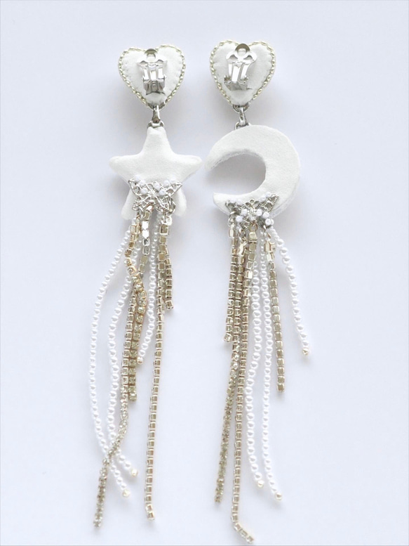 星　月　ハートのブライダルイヤリング　星イヤリング　月イヤリング 6枚目の画像