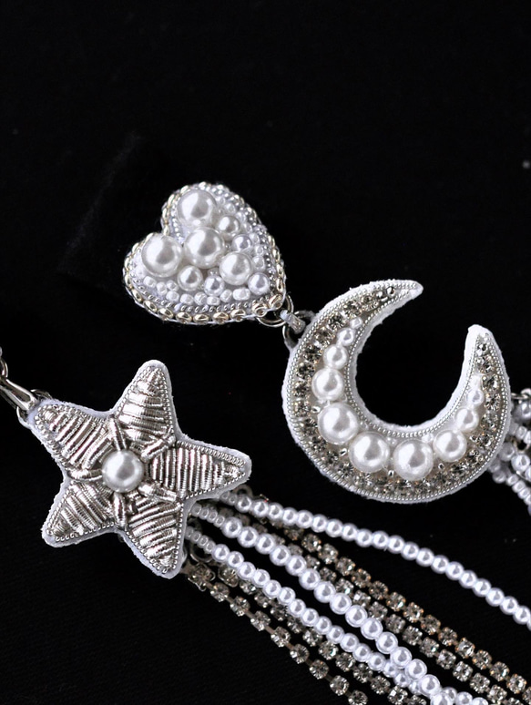 星　月　ハートのブライダルイヤリング　星イヤリング　月イヤリング 9枚目の画像