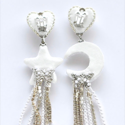 星　月　ハートのブライダルイヤリング　星イヤリング　月イヤリング 7枚目の画像