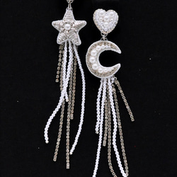 星　月　ハートのブライダルイヤリング　星イヤリング　月イヤリング 8枚目の画像