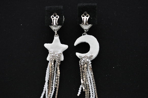 星　月　ハートのブライダルイヤリング　星イヤリング　月イヤリング 13枚目の画像