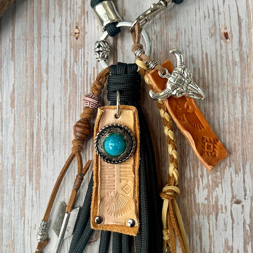 タッセルバッグチャーム　No.761 パラコードタッセルバッグチャーム ネイティブ・アメリカン バッグ