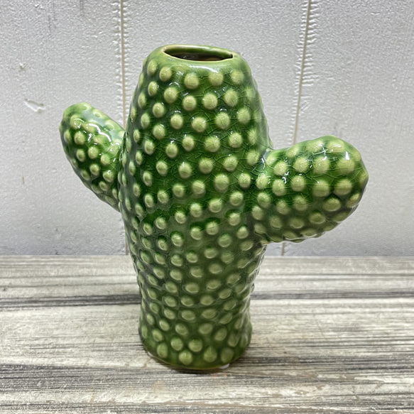 サボテン花瓶 グリーン セラミック フラワーベース SERAXベルギーデザイン 2枚目の画像
