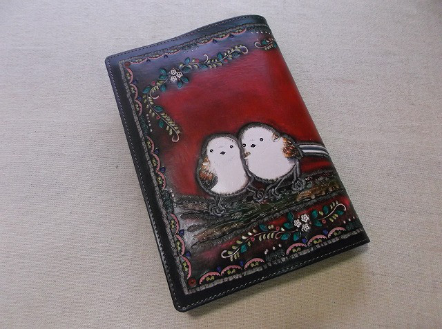 レザー単行本カバー 刻印＆拭き染め