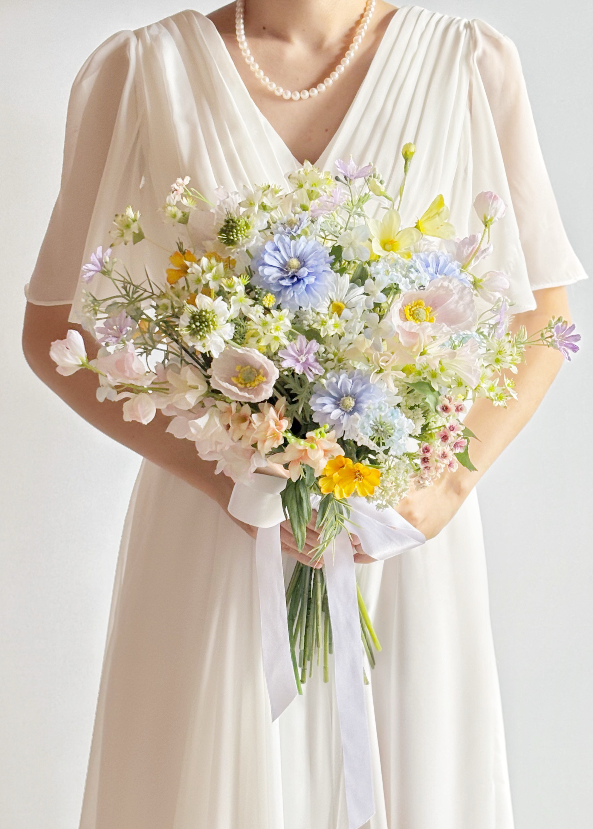 【ナチュラル婚さんに人気】|前撮りに|春のパステルウエディングブーケ|アーティフィシャルフラワー