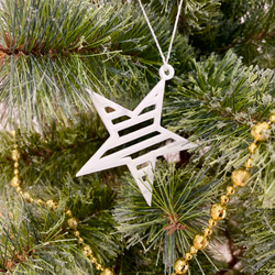 クリスマスツリー飾り　オーナメントセット（８種類１１個）　アウトライン０１　ホワイト 5枚目の画像