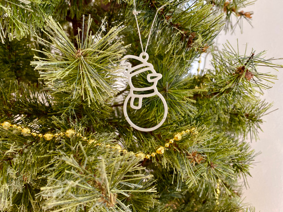 クリスマスツリー飾り　オーナメントセット（８種類１１個）　アウトライン０１　ホワイト 4枚目の画像